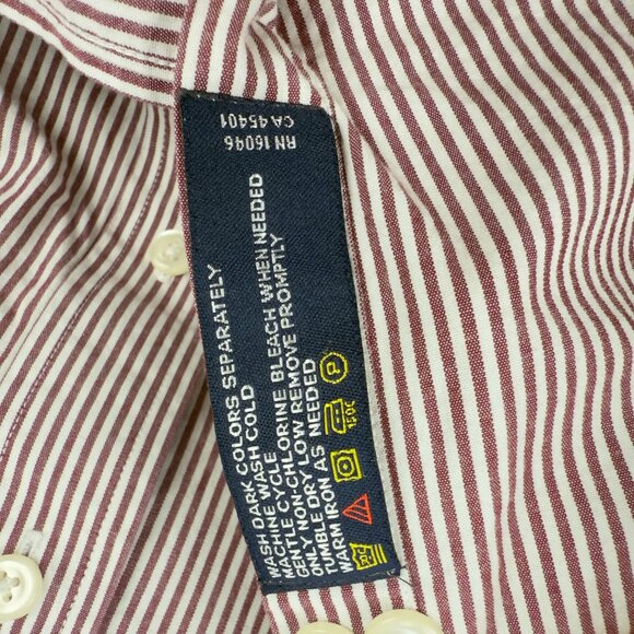 NAUTICA Classic Fit Striped  Long Sleeve Red/White Dress Shirt 18 34/35 - Picture 3 of 4